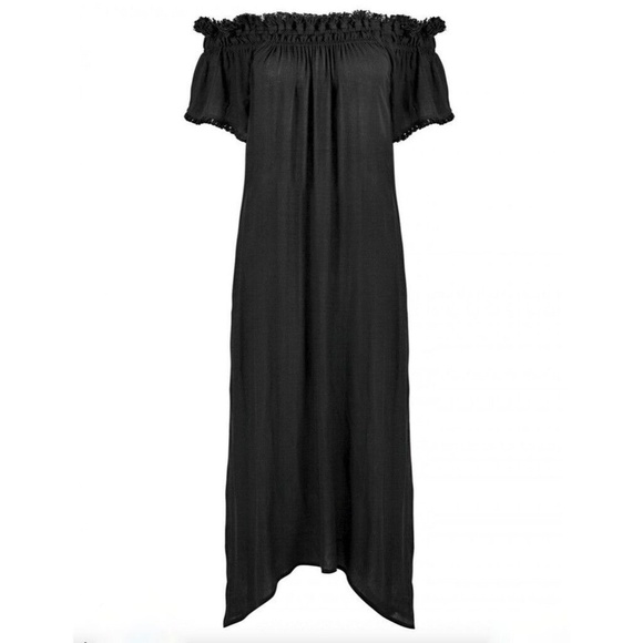 WATERCULT Smocked Maxi Dress Blue Beach Cover Up Fringed Resortwear Summer Small - Picture 10 of 13